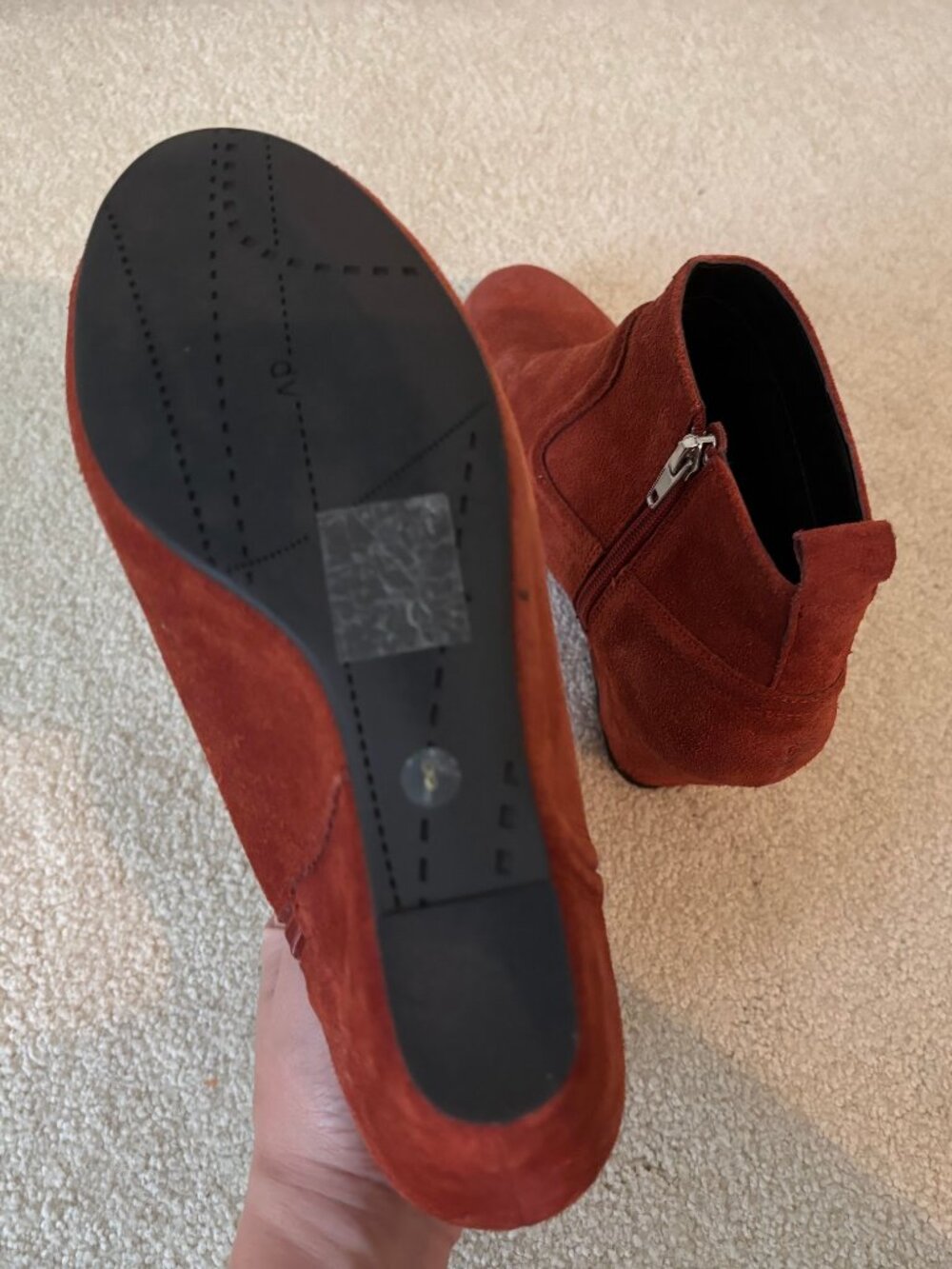 Dolce Vita Rust/Brown Suede Bootie Wedges - Picture 5 of 8